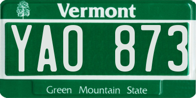 VT license plate YAO873