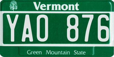 VT license plate YAO876