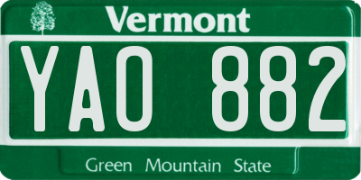 VT license plate YAO882