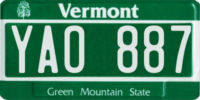 VT license plate YAO887
