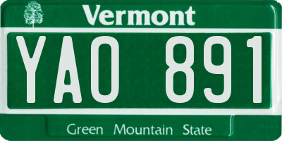 VT license plate YAO891