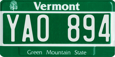 VT license plate YAO894