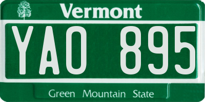 VT license plate YAO895