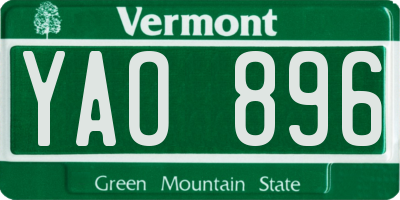 VT license plate YAO896
