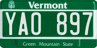 VT license plate YAO897
