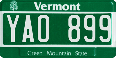VT license plate YAO899