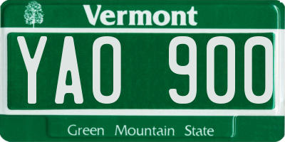 VT license plate YAO900