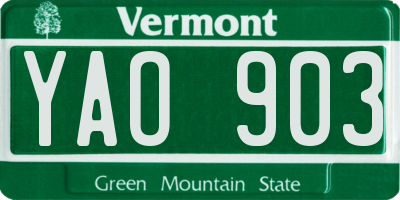 VT license plate YAO903