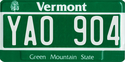 VT license plate YAO904