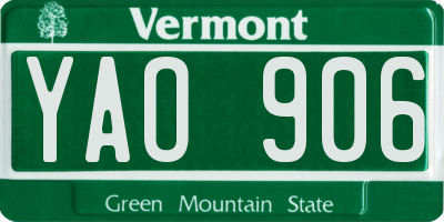 VT license plate YAO906