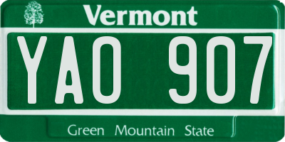 VT license plate YAO907