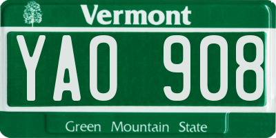 VT license plate YAO908