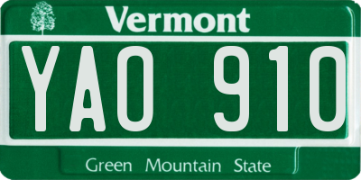VT license plate YAO910