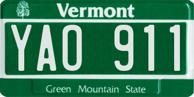 VT license plate YAO911