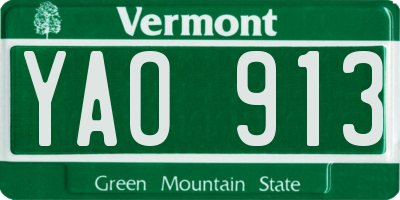 VT license plate YAO913