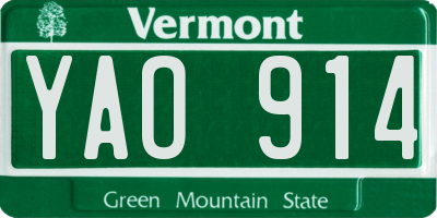 VT license plate YAO914