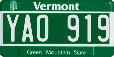 VT license plate YAO919