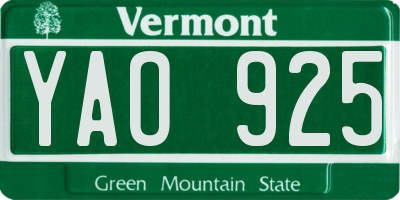VT license plate YAO925