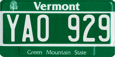 VT license plate YAO929