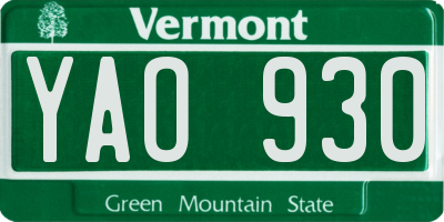 VT license plate YAO930
