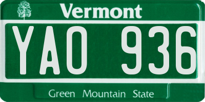 VT license plate YAO936