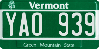 VT license plate YAO939
