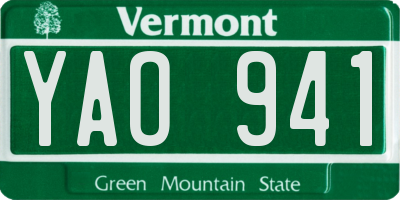 VT license plate YAO941