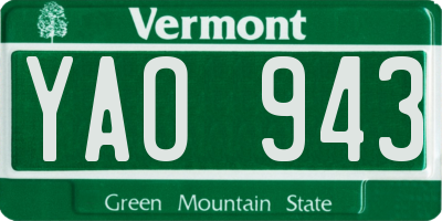 VT license plate YAO943