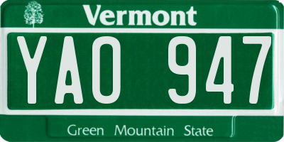 VT license plate YAO947