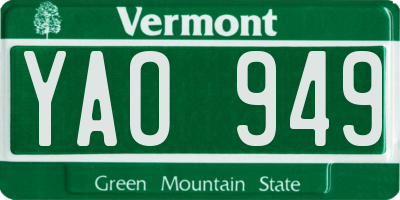 VT license plate YAO949