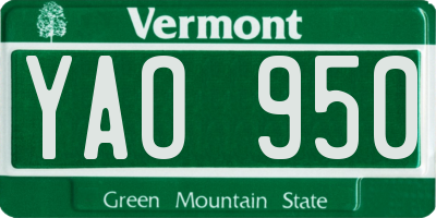 VT license plate YAO950