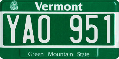 VT license plate YAO951