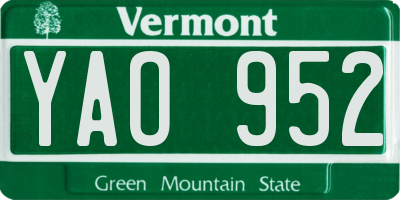 VT license plate YAO952