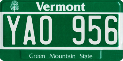 VT license plate YAO956