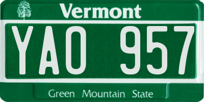 VT license plate YAO957