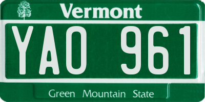 VT license plate YAO961