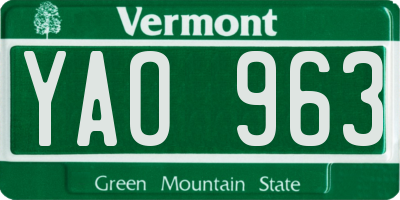 VT license plate YAO963