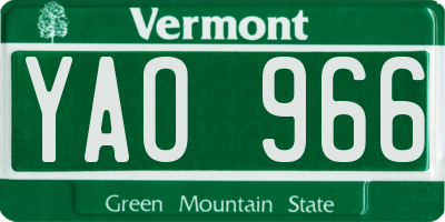 VT license plate YAO966
