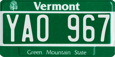 VT license plate YAO967