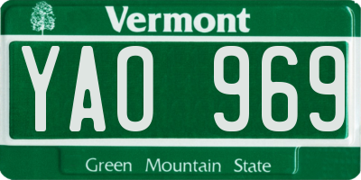 VT license plate YAO969