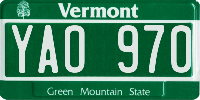 VT license plate YAO970