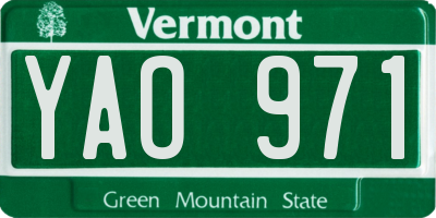 VT license plate YAO971