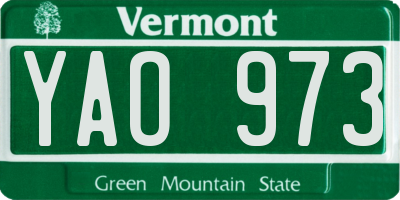 VT license plate YAO973