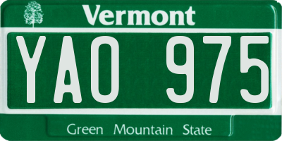 VT license plate YAO975