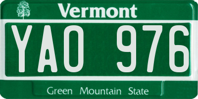 VT license plate YAO976
