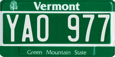 VT license plate YAO977