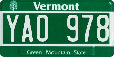 VT license plate YAO978