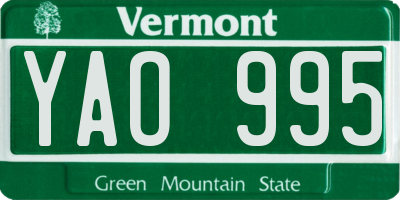 VT license plate YAO995