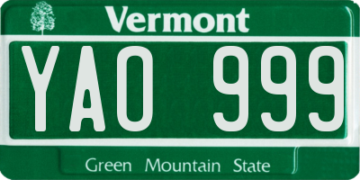 VT license plate YAO999