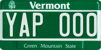 VT license plate YAP000